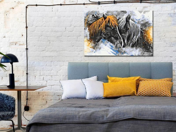 Quadro fai da te - Black and Yellow Horses