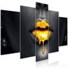 Quadro - Gold Lips (5 Parts) Wide