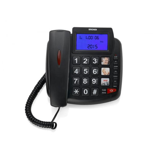 BRONDI BRAVO 90 LCD (NERO) - TELEFONO CORDED - TASTI GRANDI - VIVAVOCE - DISPLAY - AUDIO BOOST - COMPATIBILE CON APPARECCHI ACUSTICI