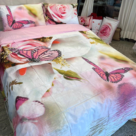 Completo Lenzuola Copriletto Matrimoniale Botticelli Home in Stampa Digitale 4D Butterfly