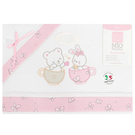 Lenzuola lettino neonato in cotone Mio piccolo Dolci emozioni