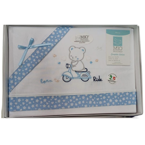 Lenzuola lettino neonato in cotone Mio piccolo Born to ride