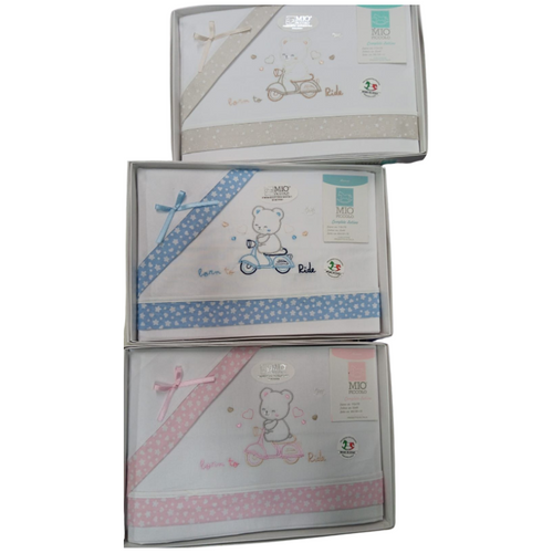 Lenzuola lettino neonato in cotone Mio piccolo Born to ride