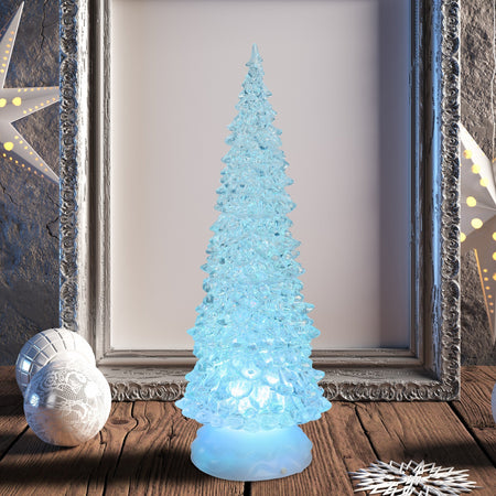 Albero natale luminoso glitter led natalizio con batteria per decorazioni natalizie h 27 cm