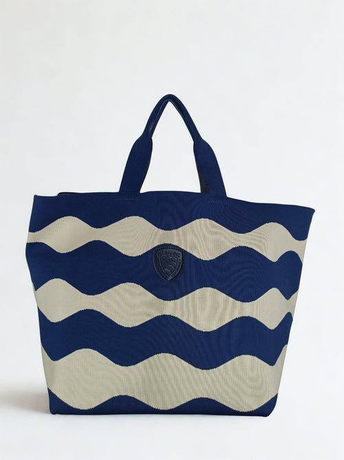 Borsa donna mare Blauer Cream/Navy – Shopper estiva knitted oversize