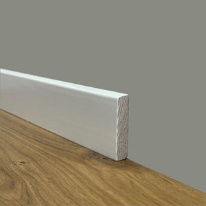 100 metri lineari di Battiscopa PREMIUM in legno MASSELLO quadro 43x9mm laccato bianco liscio - Eternal Parquet