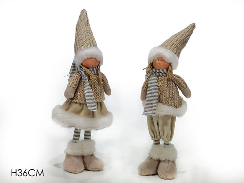Personaggio Natalizio 36cm Con Cappello Beige