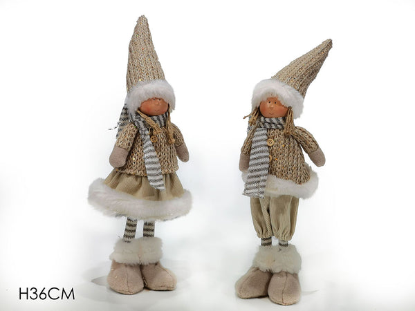 Personaggio Natalizio 36cm Con Cappello Beige