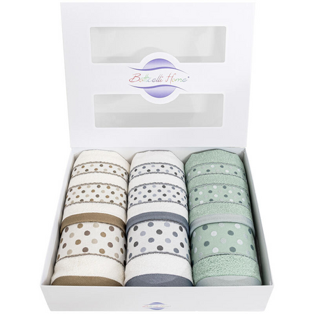 Set asciugamano bagno viso ospite Botticelli Home Pois 6 pezzi