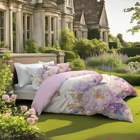 Lenzuolo Copriletto Matrimoniale Peonia Botticelli Home in cotone