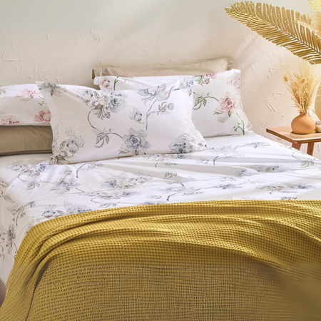 Lenzuola Matrimoniali Biancoperla Daphne in Percalle di Cotone