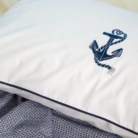 Lenzuola Matrimoniali Biancoperla Marino in Percalle di Cotone