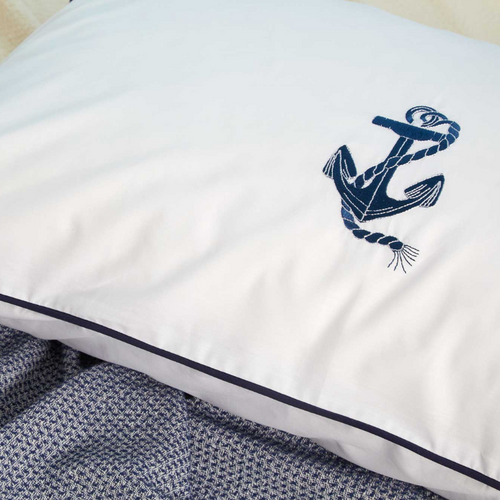 Lenzuola Matrimoniali Biancoperla Marino in Percalle di Cotone