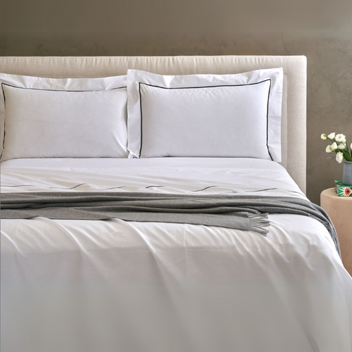 Lenzuola Matrimoniali Biancoperla Bacchetta in Percalle di Cotone