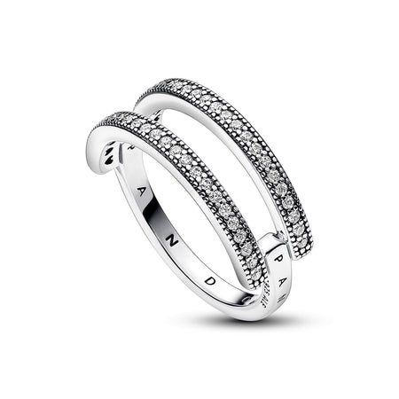 Pandora - Anello Doppia Fascia Logo e Pavè