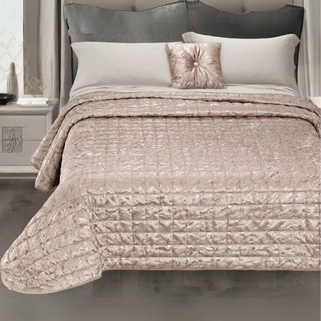 Trapuntino matrimoniale e cuscino arredo Livia in velluto