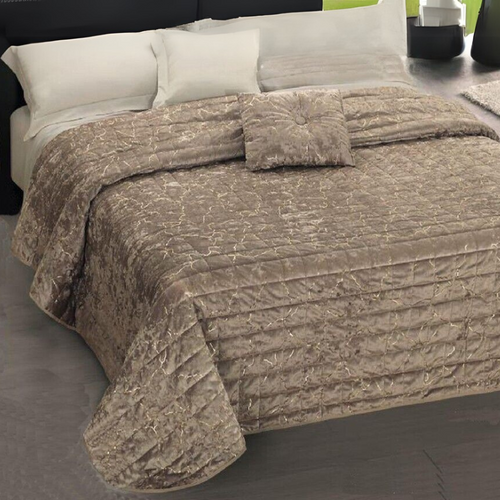 Trapuntino matrimoniale e cuscino arredo Marble in velluto