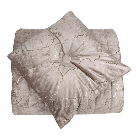 Trapuntino matrimoniale e cuscino arredo Marble in velluto