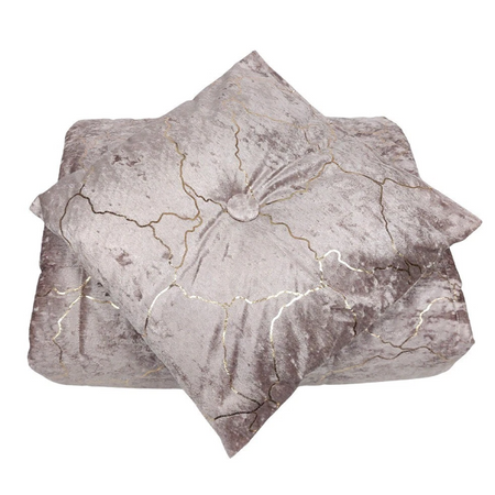 Trapuntino matrimoniale e cuscino arredo Marble in velluto