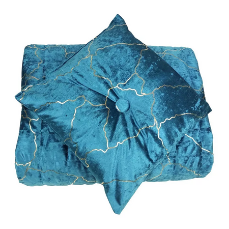 Trapuntino matrimoniale e cuscino arredo Marble in velluto