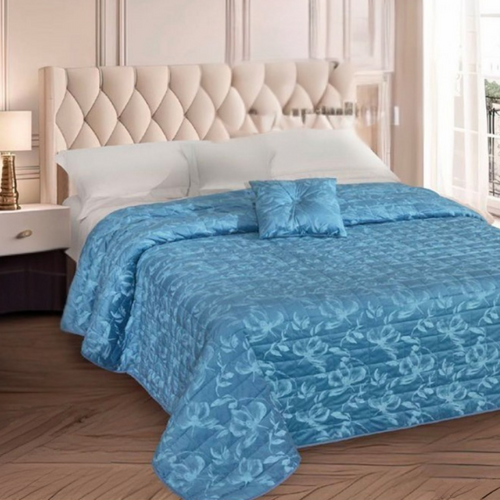 Trapuntino matrimoniale con cuscino arredo Mirabel in velluto