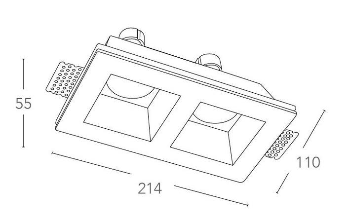 Faretto Due Luci Scomparsa Gesso Verniciagile Incasso Cartongesso GU10