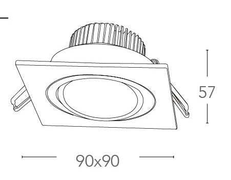 Incasso Controsoffitto Faretto Orientabile Quadrato Alluminio Silver Led 6 watt Luce Naturale