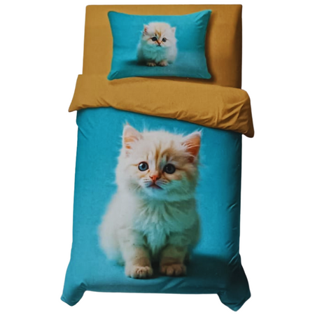 Lenzuola Copriletto singolo Biancaluna Gatto in cotone