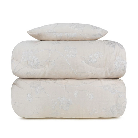 Trapunta matrimoniale in raso Ramage con cuscino arredo