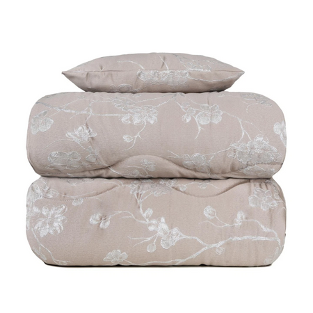 Trapunta matrimoniale in raso Ramage con cuscino arredo