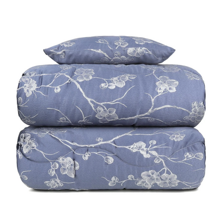 Trapunta matrimoniale in raso Ramage con cuscino arredo