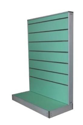 Espositore a parete in vari colori con pannelli dogati cm. 91x45x134h