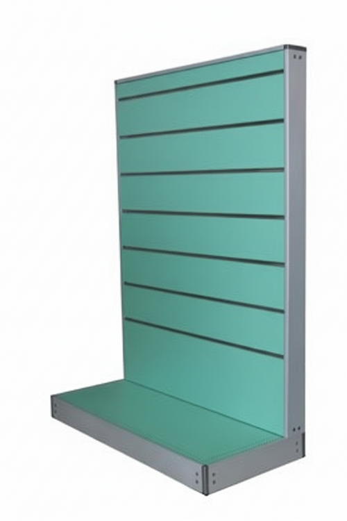 Espositore a parete in vari colori con pannelli dogati cm. 91x45x134h