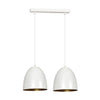 Lampadario 2 Luci Lenox In Acciaio Bianco Con Cupole In Nero E Oro