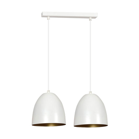 Lampadario 2 Luci Lenox In Acciaio Bianco Con Cupole In Nero E Oro