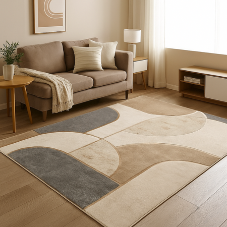 Tappeto moderno astratto a pelo corto Tuareg grigio