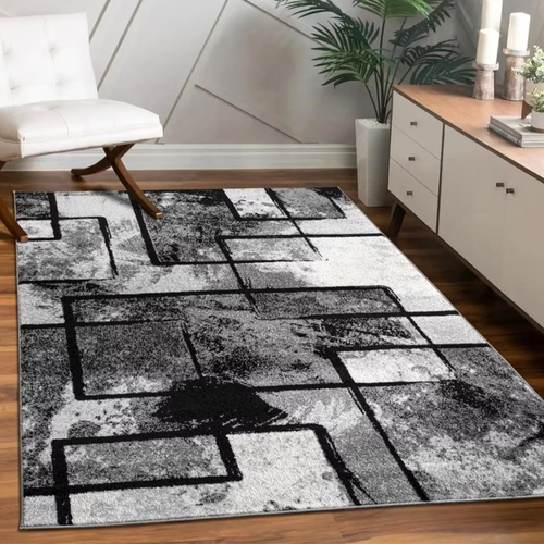 Tappeto moderno astratto a pelo corto Modern nero