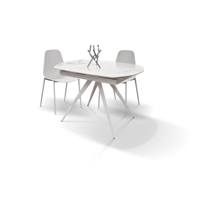 Mobili 2G - Tavolo moderno allungabile piano ceramica effetto marmo 120x90x78