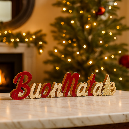 Scritta decorativa di natale in legno da appoggio per decorazione natalizia