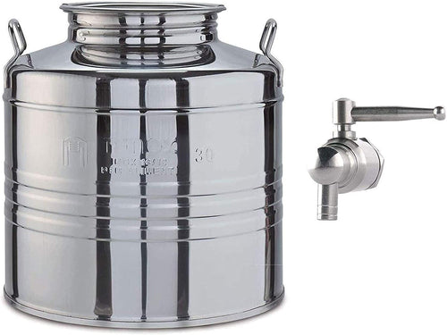 FUSTO OLIO INOX DA 30 LT + RUBINETTO ACCIAIO ANTIGOCCIA FER 269384 + 97611