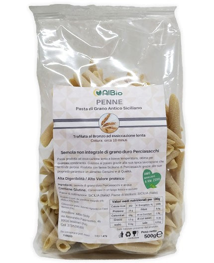 Pasta Penne Artigianale Di Grano Antico Siciliano 500gr. Perciasacchi Trafilata Al Bronzo Khorasan