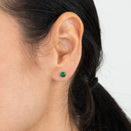 BOCCADAMO - Orecchini punto luce con zircone verde smeraldo