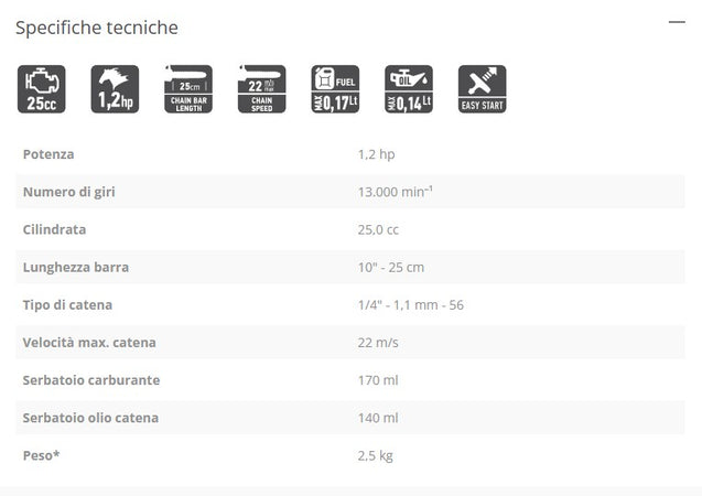 FF Group - GCS 425T PRO motosega da posatura a scoppio 25cc lama da 25cm