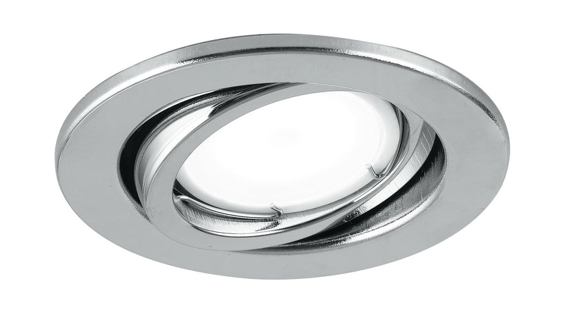Faretto Metallo Cromato Tondo Orientabile Incasso Cartongesso Led 6 watt Luce Calda