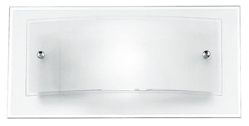 Applique rettangoalre ricurva bianca e trasparente 60 watt E27