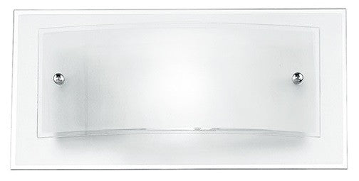 Applique rettangoalre ricurva bianca e trasparente 60 watt E27