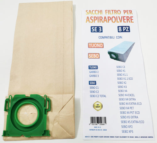 8 SACCHETTI ASPIRAPOLVERE SEBO GARBO 6629 R TUONO GARBO 2 GARBO 3 SE 3
