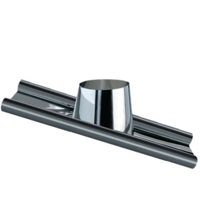 Faldale inclinato per tubo da 150mm in acciaio inox 6 decimi AISI 304 e base in piombo