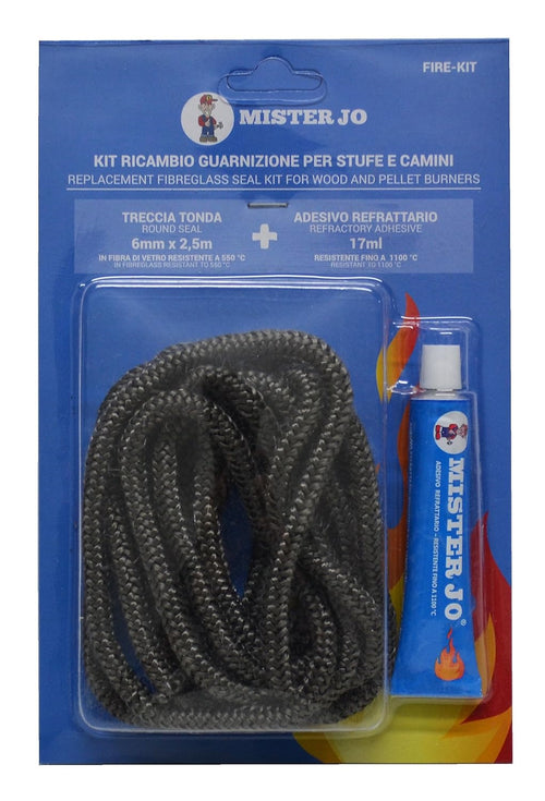 GUARNIZIONE STUFA A LEGNA MM 8 X 1,5 MT + SILICONE ALTA TEMPERATURA FER 343121