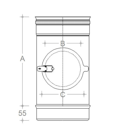 Modulo da 230mm con ispezione aderente in acciaio inox AISI 304